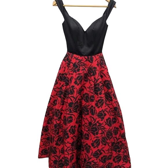 Sherri Hill Laura Marano Collection FORMAL Dress Red/Black ROSES Floral Size 0 - Picture 3 of 16